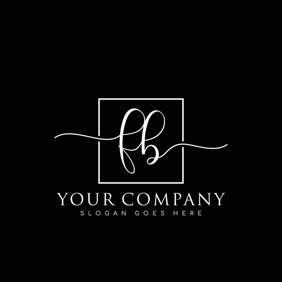 FB Initial handwriting minimalist logo vector