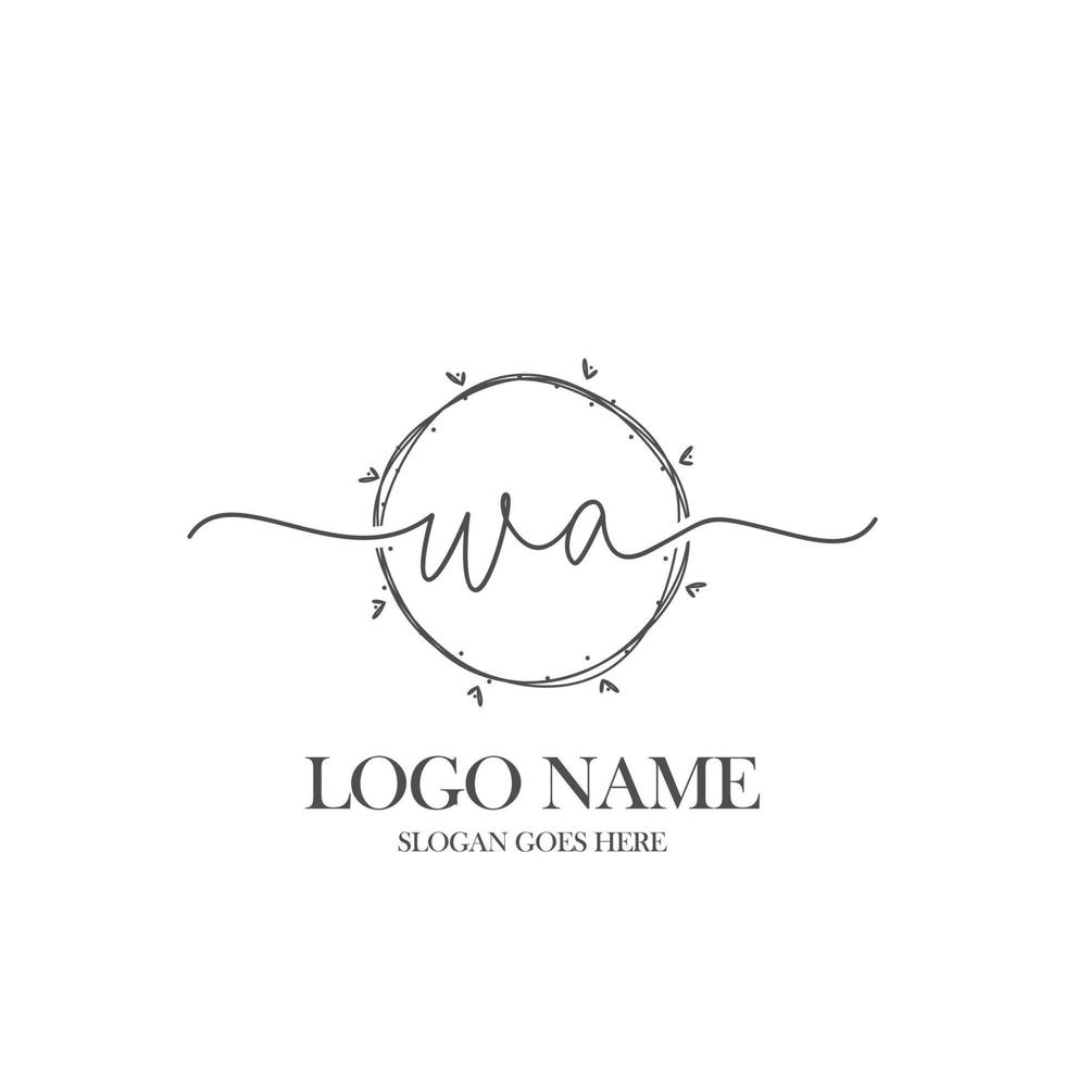 Initial WA beauty monogram and elegant logo design, handwriting logo of initial signature, wedding, fashion, floral and botanical with creative template. vector