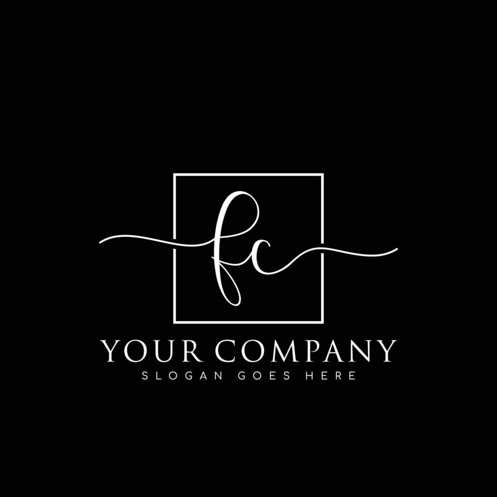 FC Initial handwriting minimalist logo vector