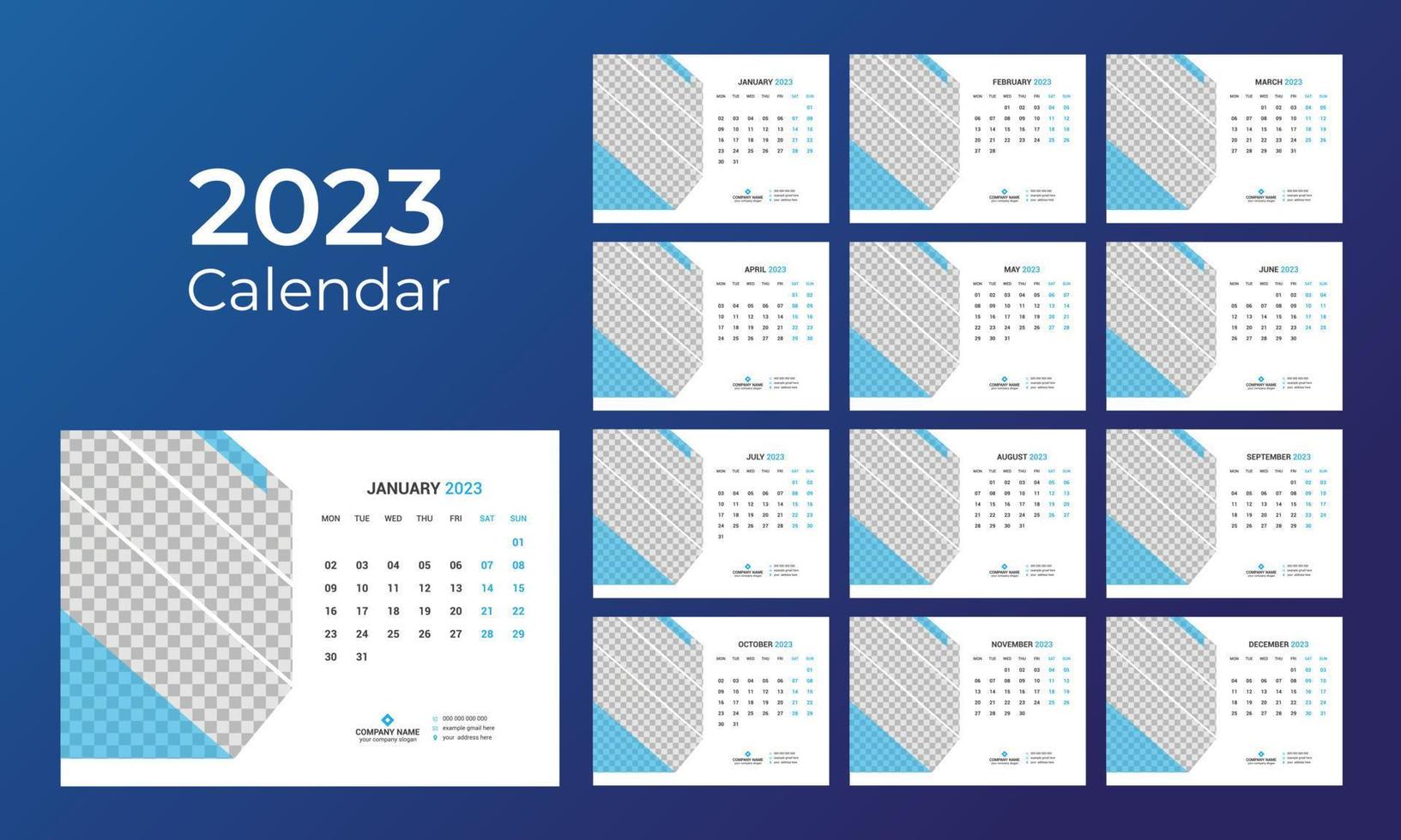 calendario de escritorio 2023 vector