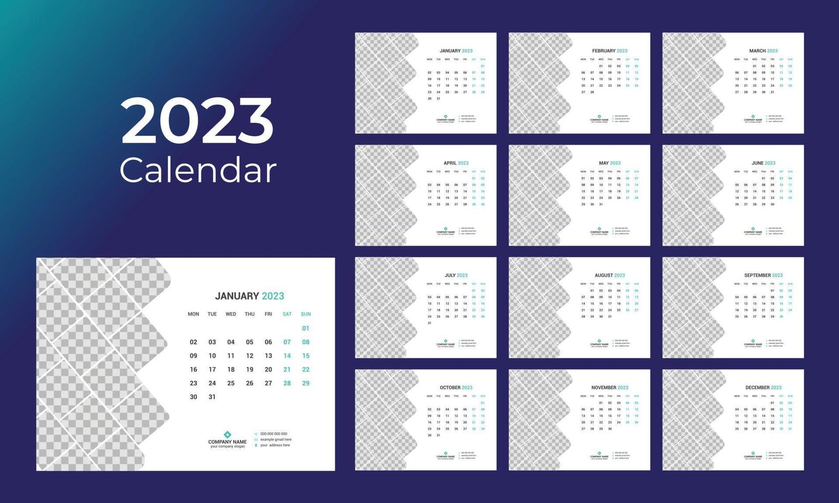 calendario de escritorio 2023 vector