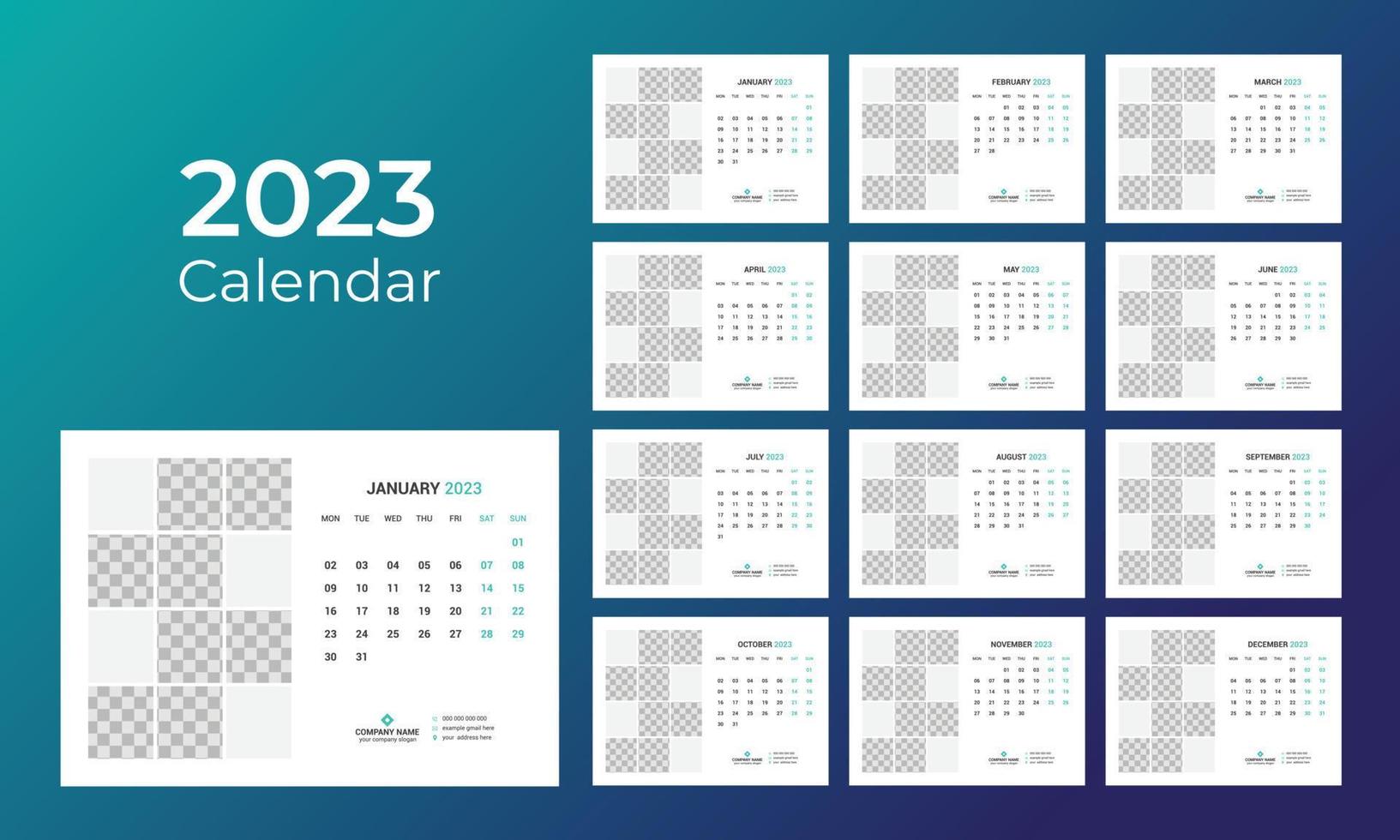 calendario de escritorio 2023 vector