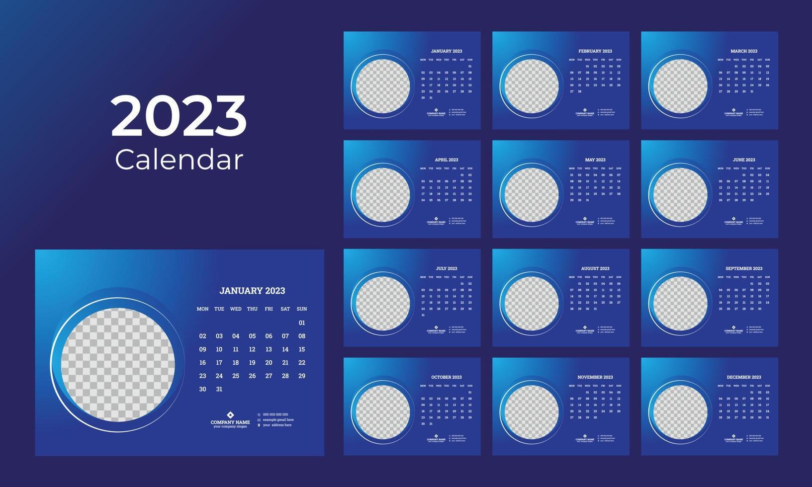 calendario de escritorio 2023 vector