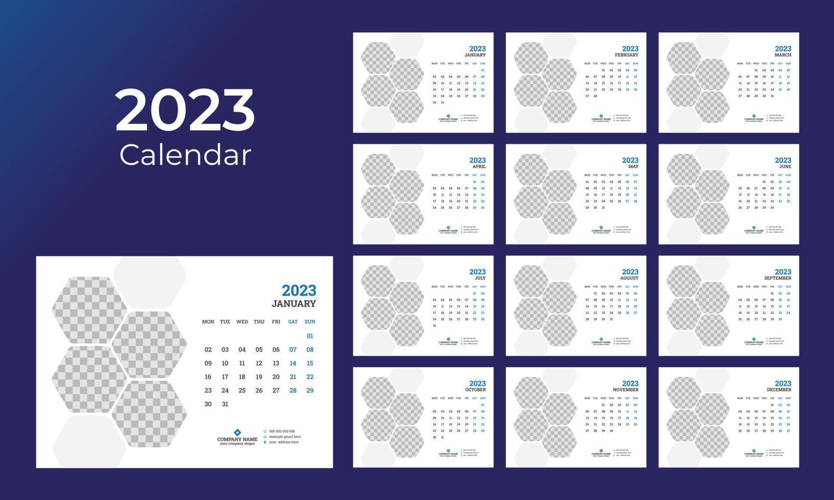 calendario de escritorio 2023 vector