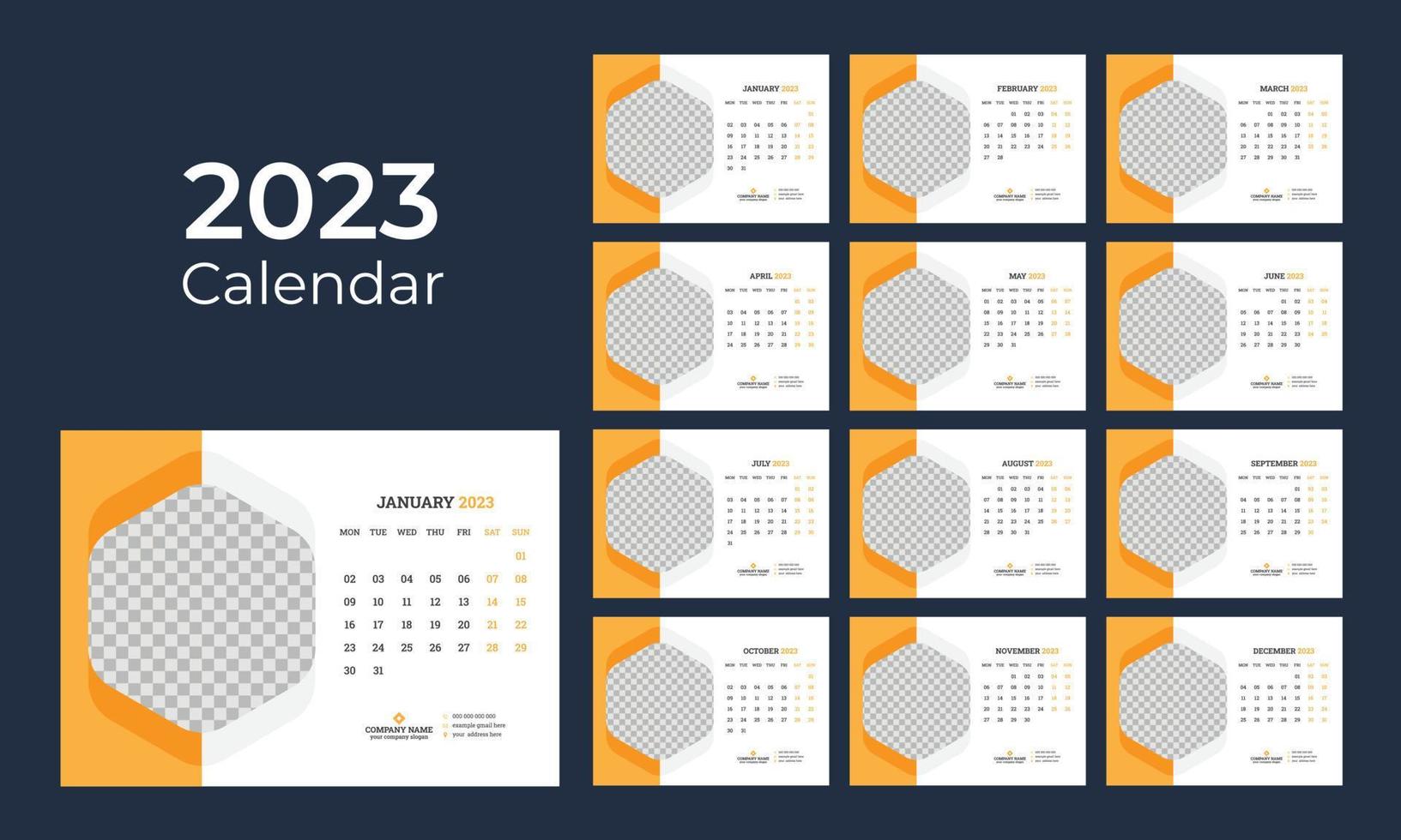 calendario de escritorio 2023 vector