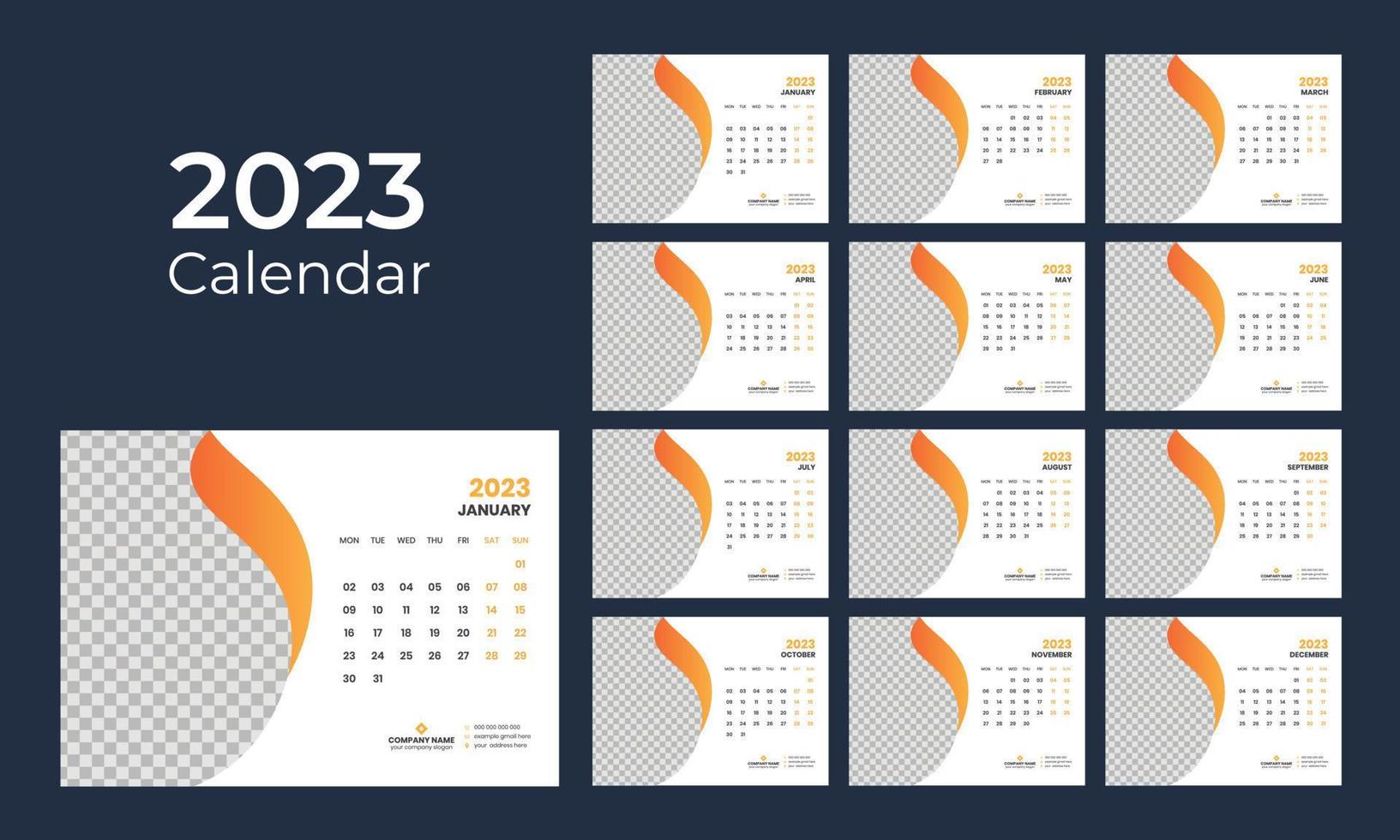 calendario de escritorio 2023 vector