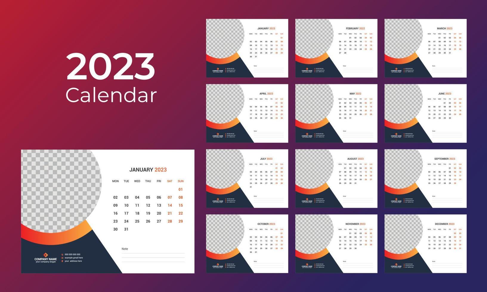 calendario de escritorio 2023 vector