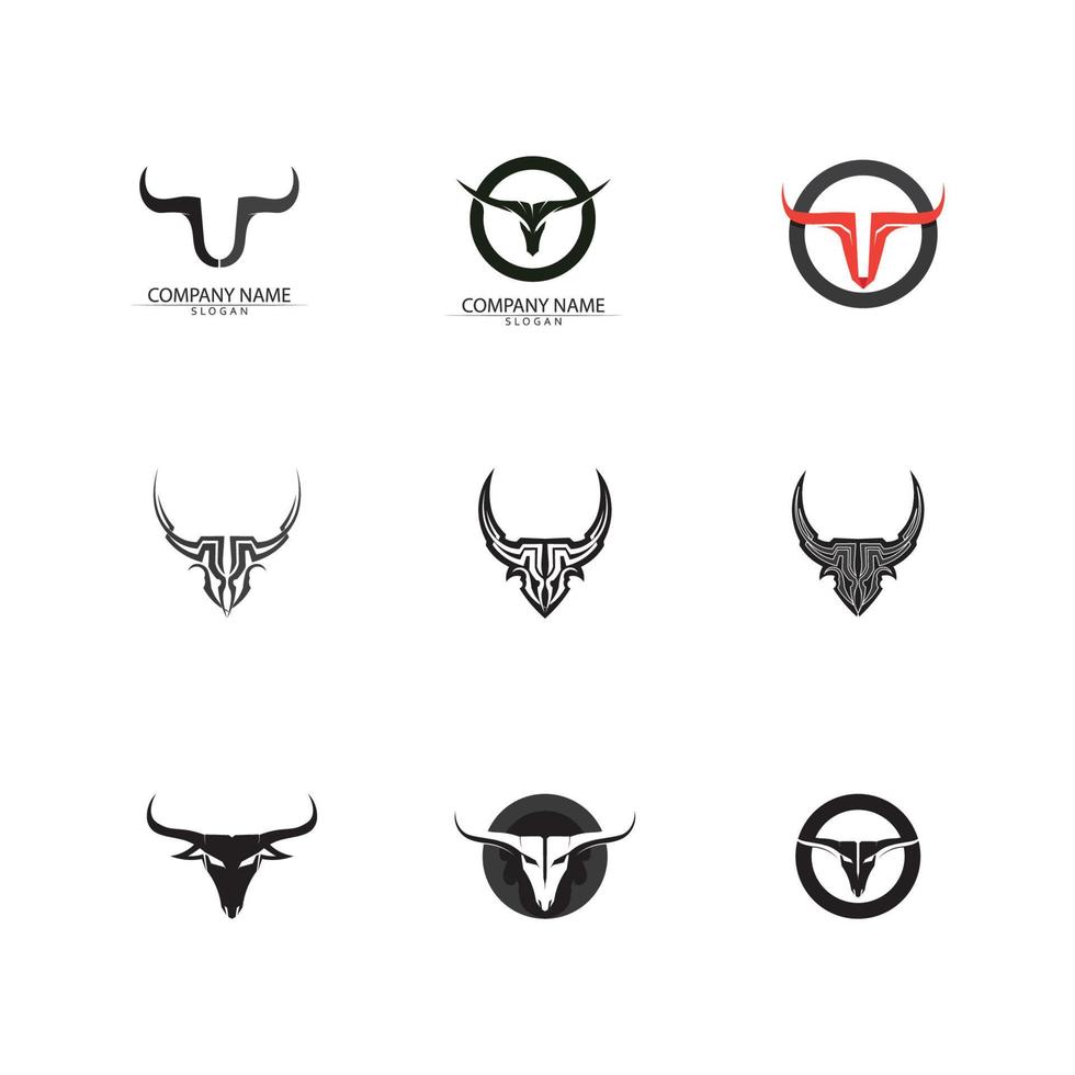 Abstract shield bull logo, horn badges logo icon vector