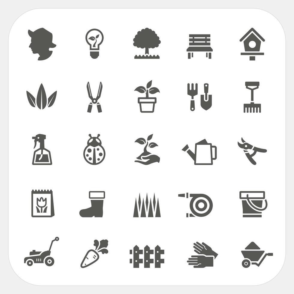 conjunto de iconos de jardinería vector