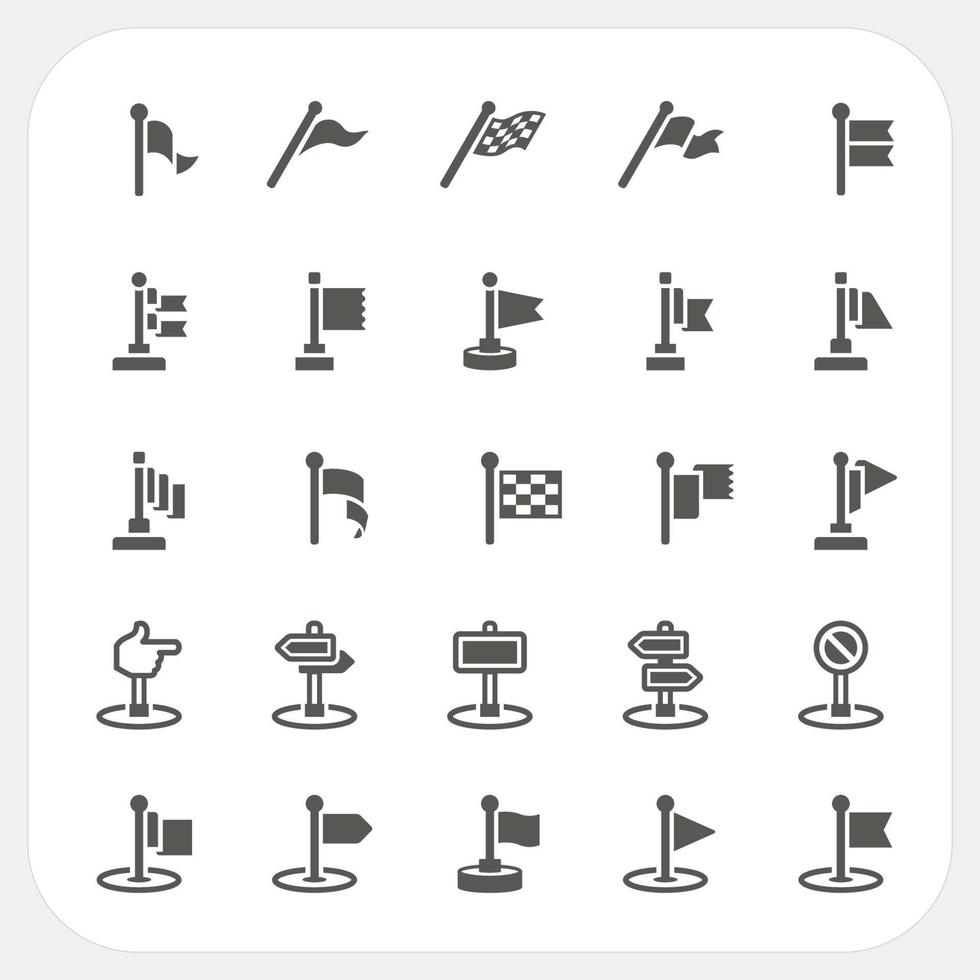 Flag and Banner icons set vector