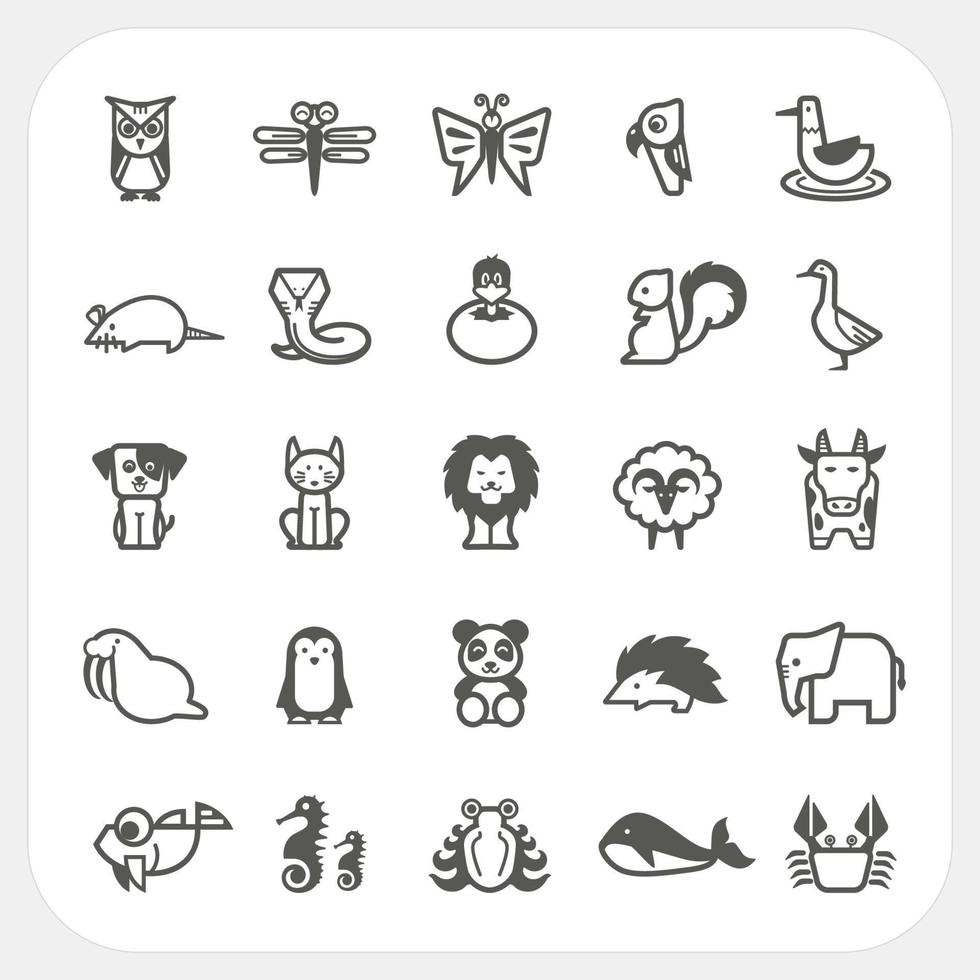 Animal icons set isolated on white background vector