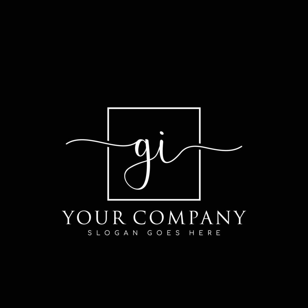 GI Initial handwriting minimalist logo vector