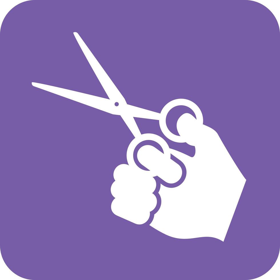 Holding Scissors Glyph Round Background Icon vector