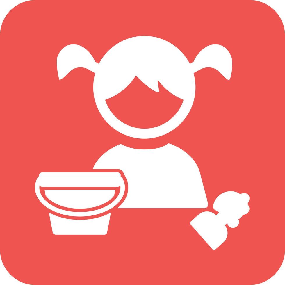 Playing with Sand Glyph Round Background Icon vector
