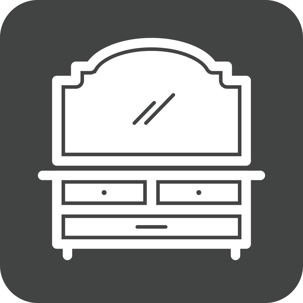 Dressing Table Glyph Round Background Icon vector