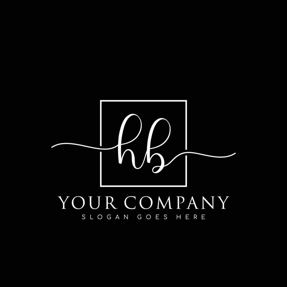 HB Initial handwriting minimalist logo vector
