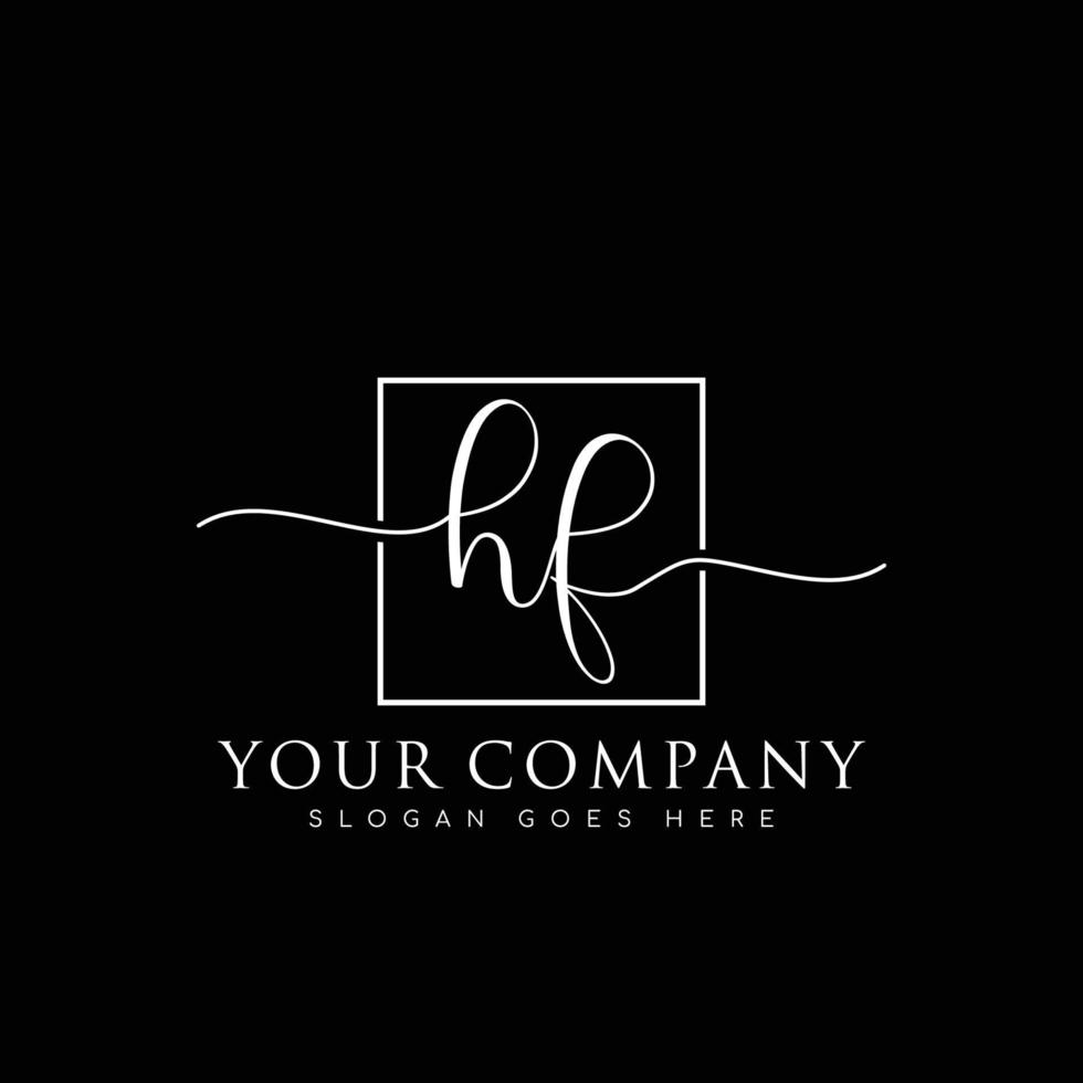 HF Initial handwriting minimalist logo vector
