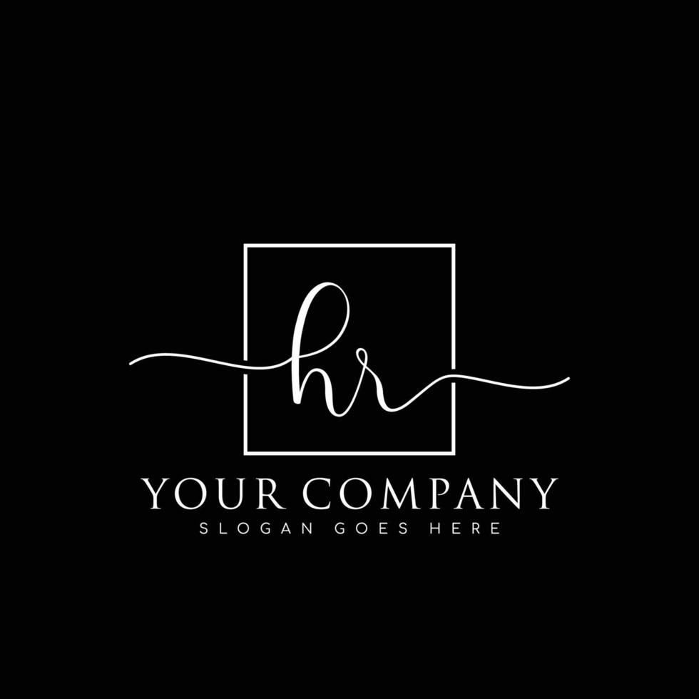 HR Initial handwriting minimalist logo vector