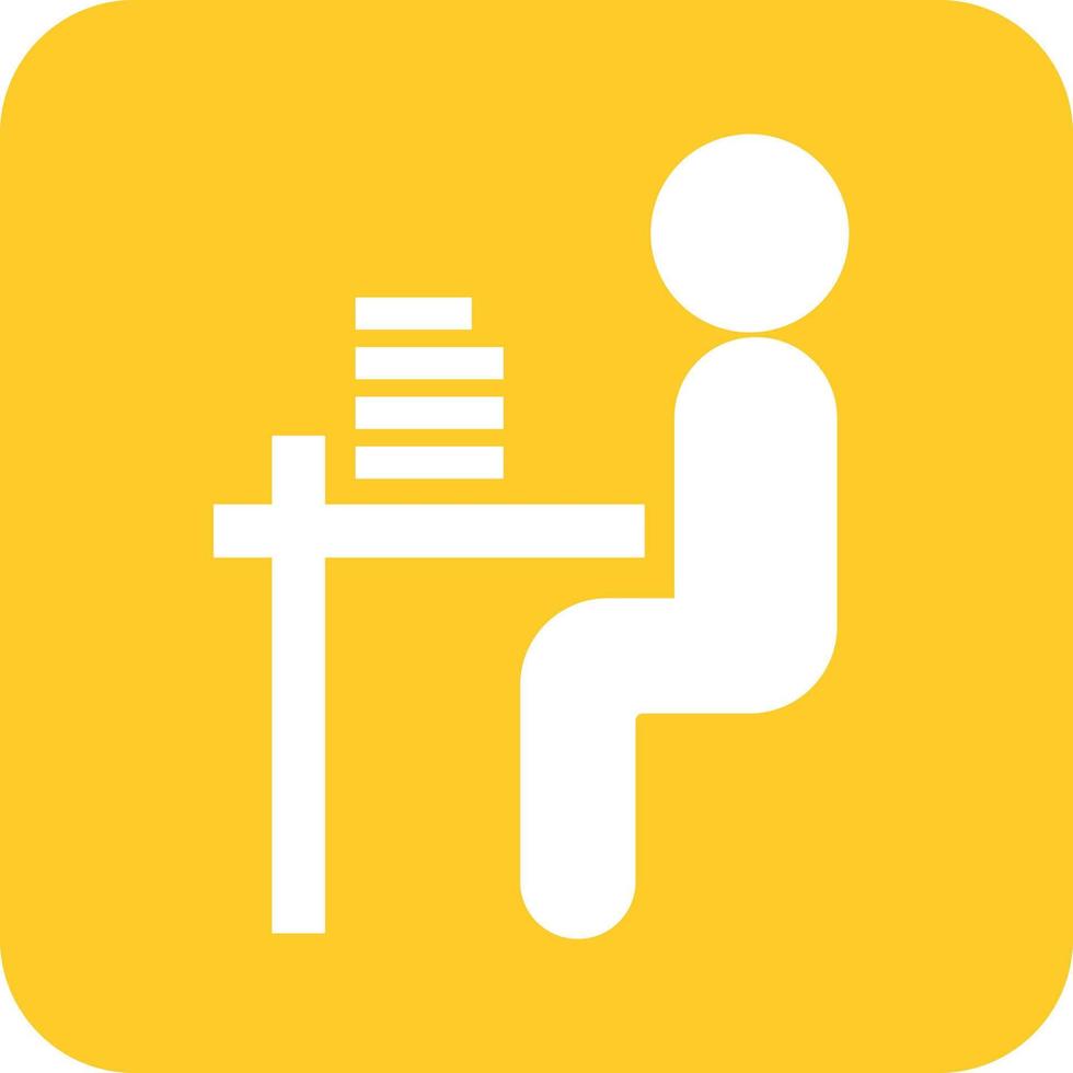 Student sitting in class Glyph Round Background Icon vector