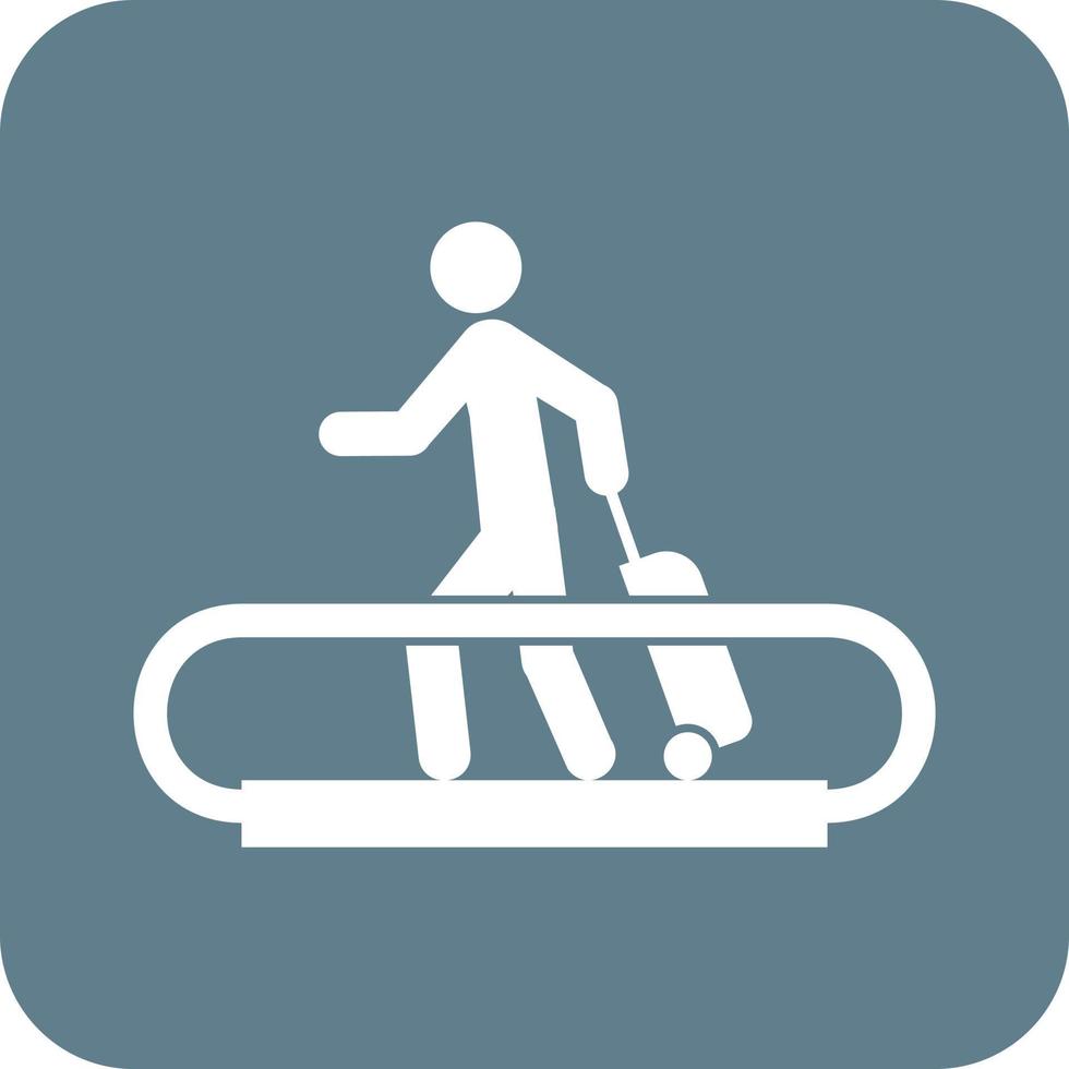 Horizontal Escalator Glyph Round Background Icon vector