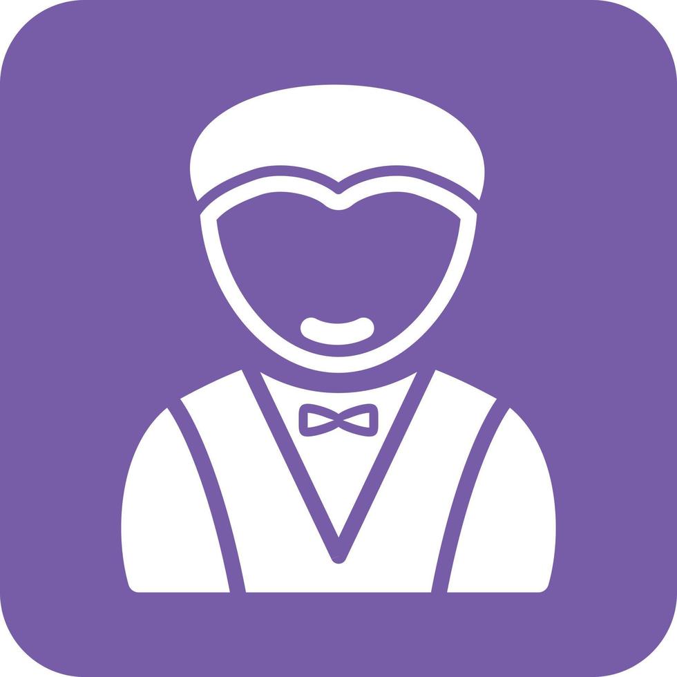 Man as Waiter Glyph Round Background Icon vector