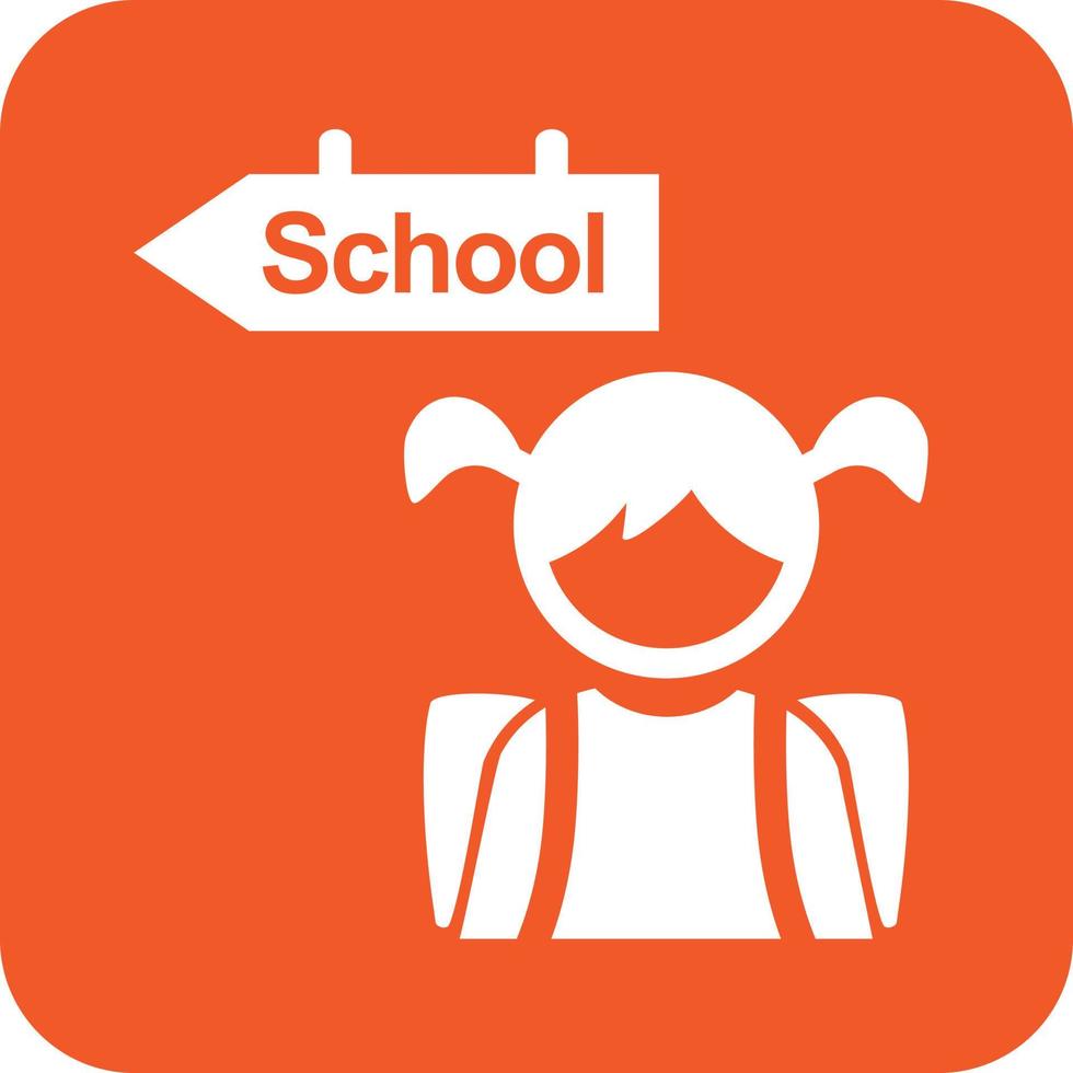 Going to School Glyph Round Background Icon vector