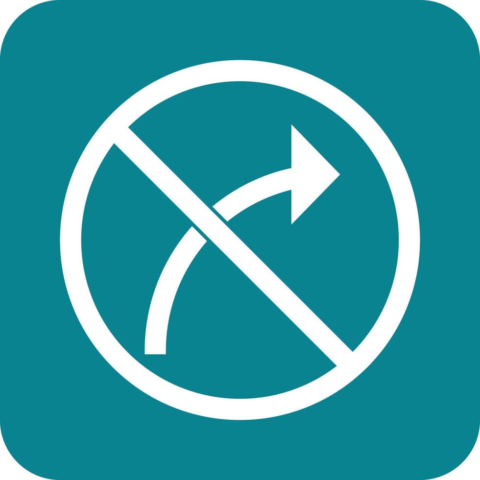 No right turn Glyph Round Background Icon vector