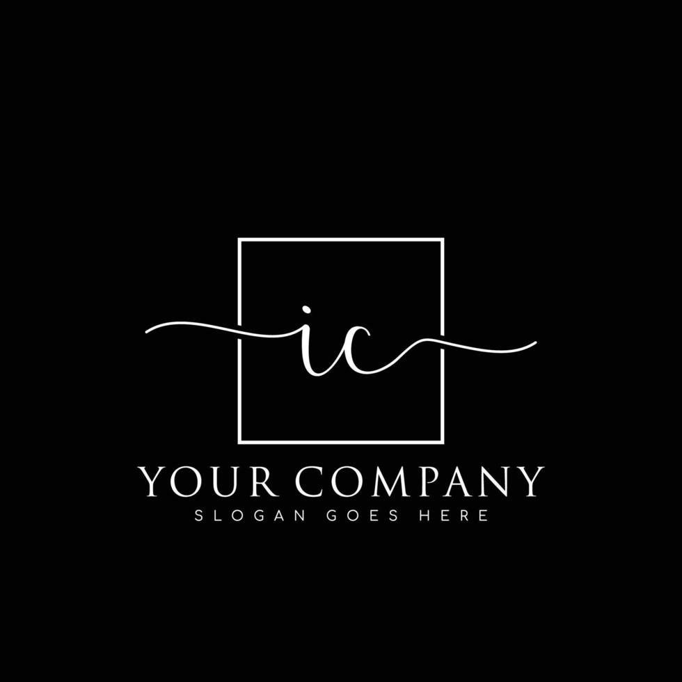 IC Initial handwriting minimalist logo vector