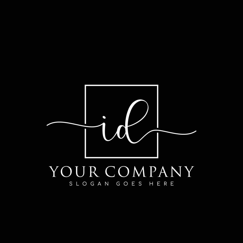 ID Initial handwriting minimalist logo vector