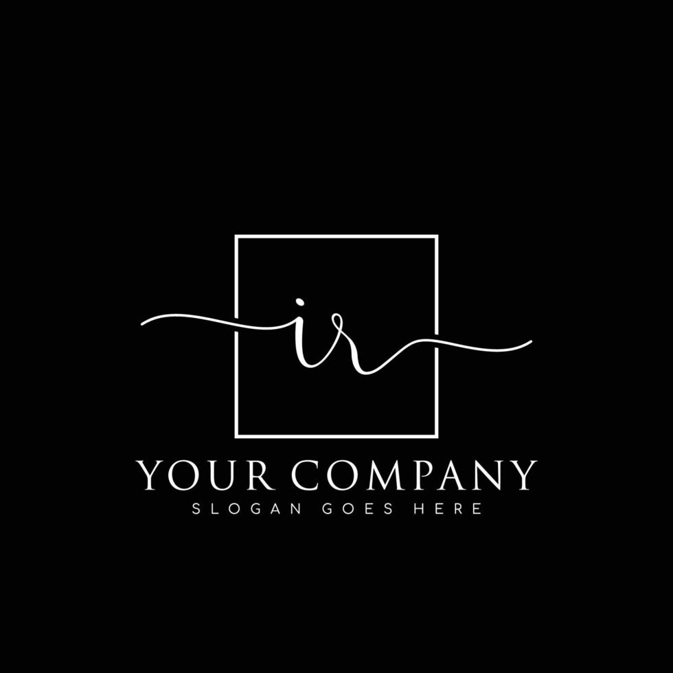 IR Initial handwriting minimalist logo vector