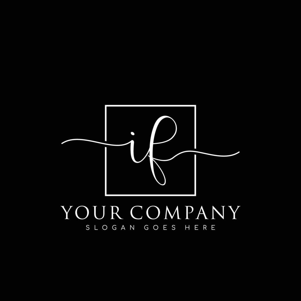 IF Initial handwriting minimalist logo vector