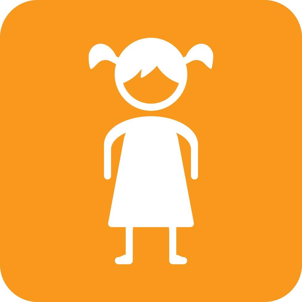 Girl Standing Glyph Round Background Icon vector