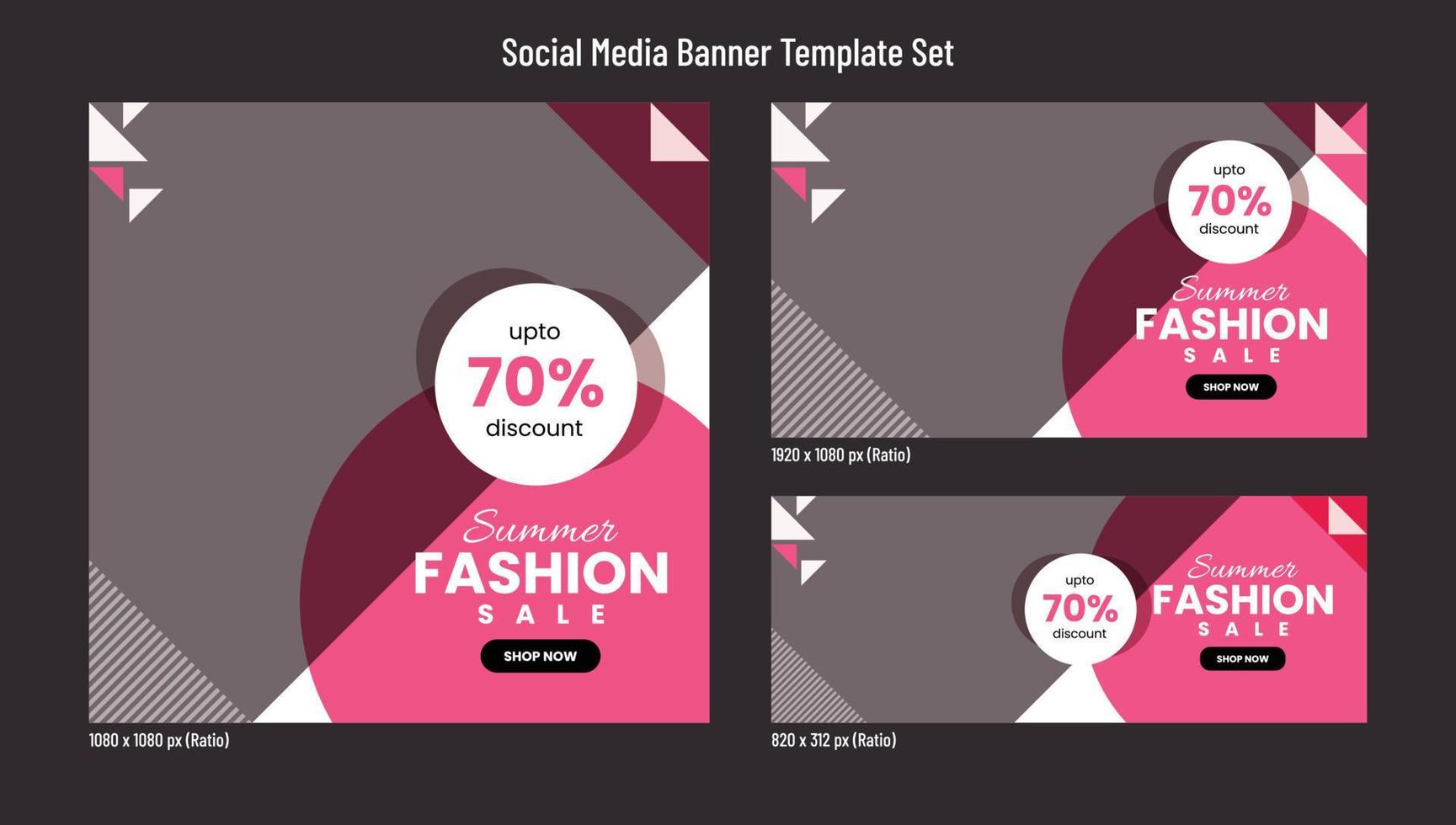 conjunto de diseño de plantilla de banner de redes sociales de venta o promoción de moda para marketing digital y promociones vector