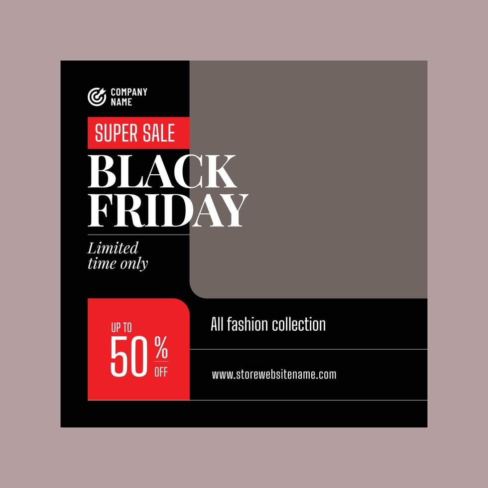 Fashion sale social media post banner template for black friday vector
