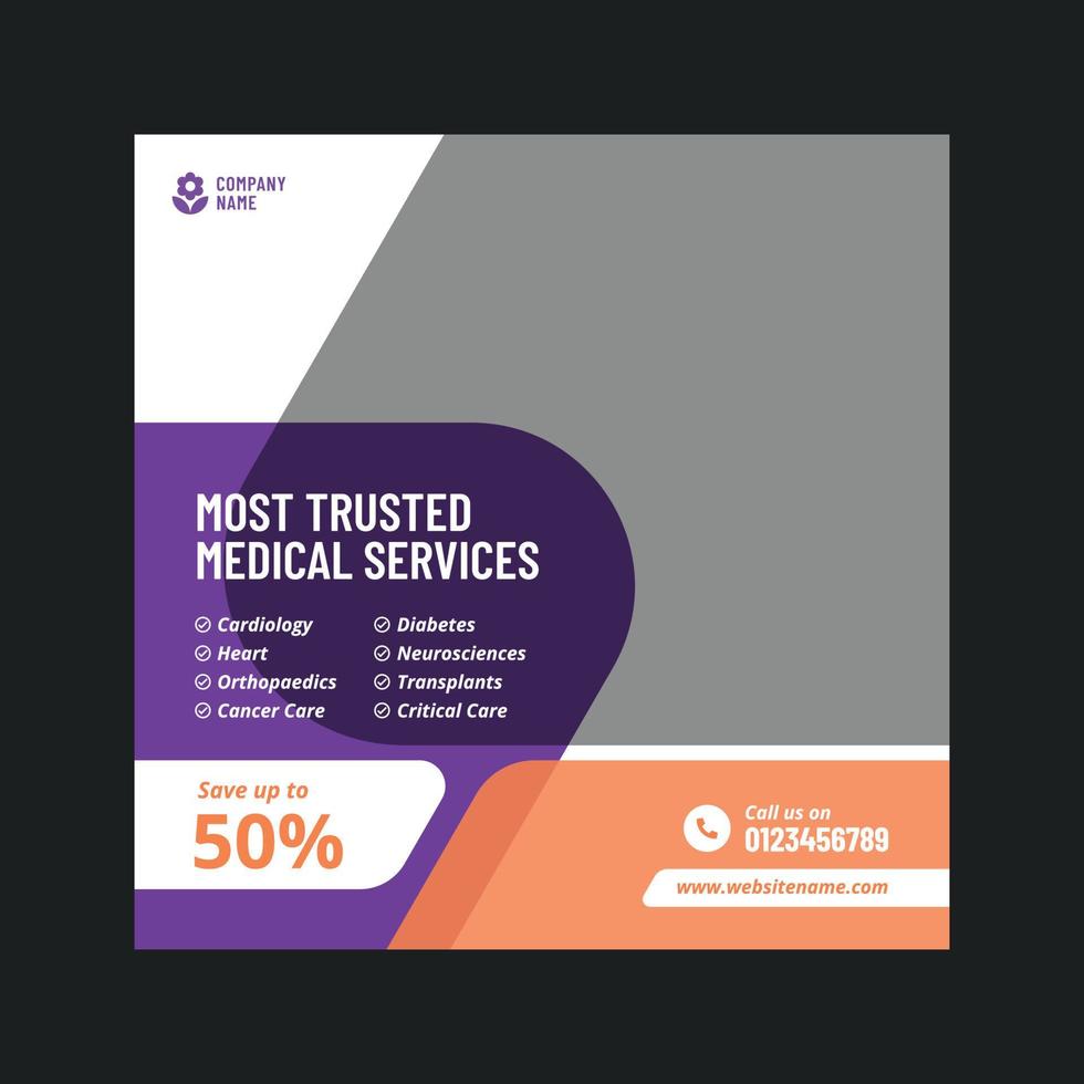 Medical Services Social Media Post and Web Banner Template vector