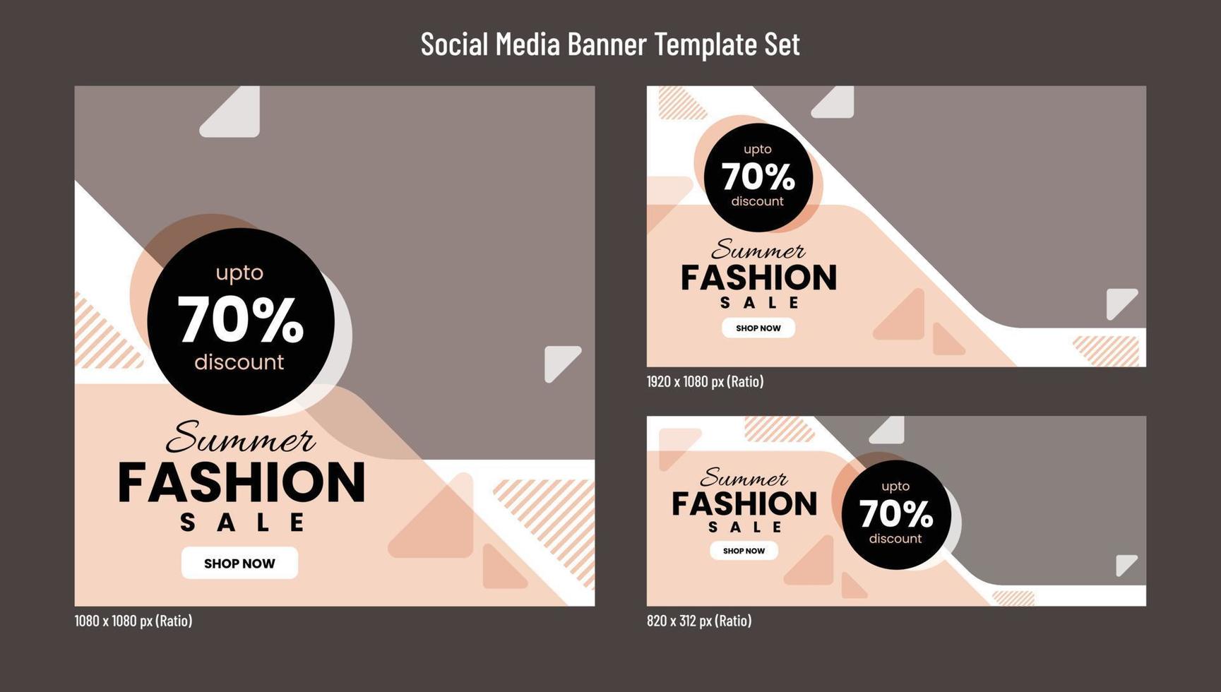 conjunto de diseño de plantilla de banner de redes sociales de venta de moda para marketing digital y promociones vector