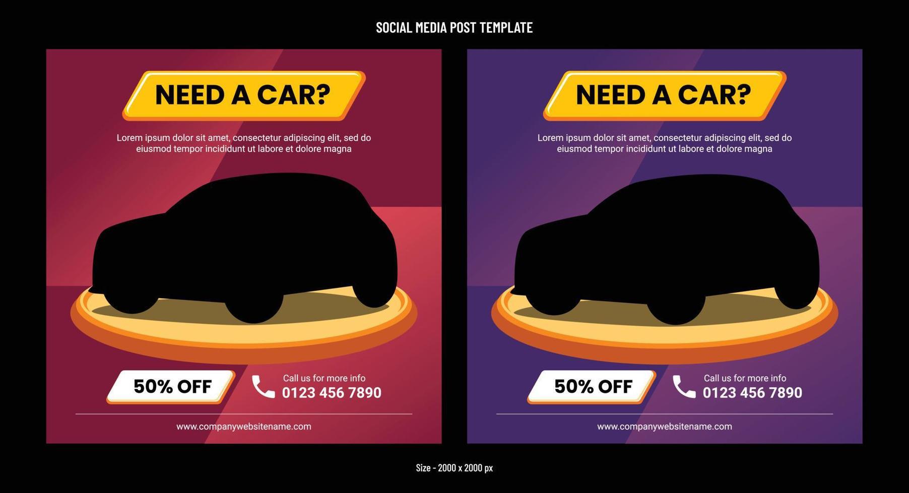 Car Rental Offer Social Media Post Banner Template vector