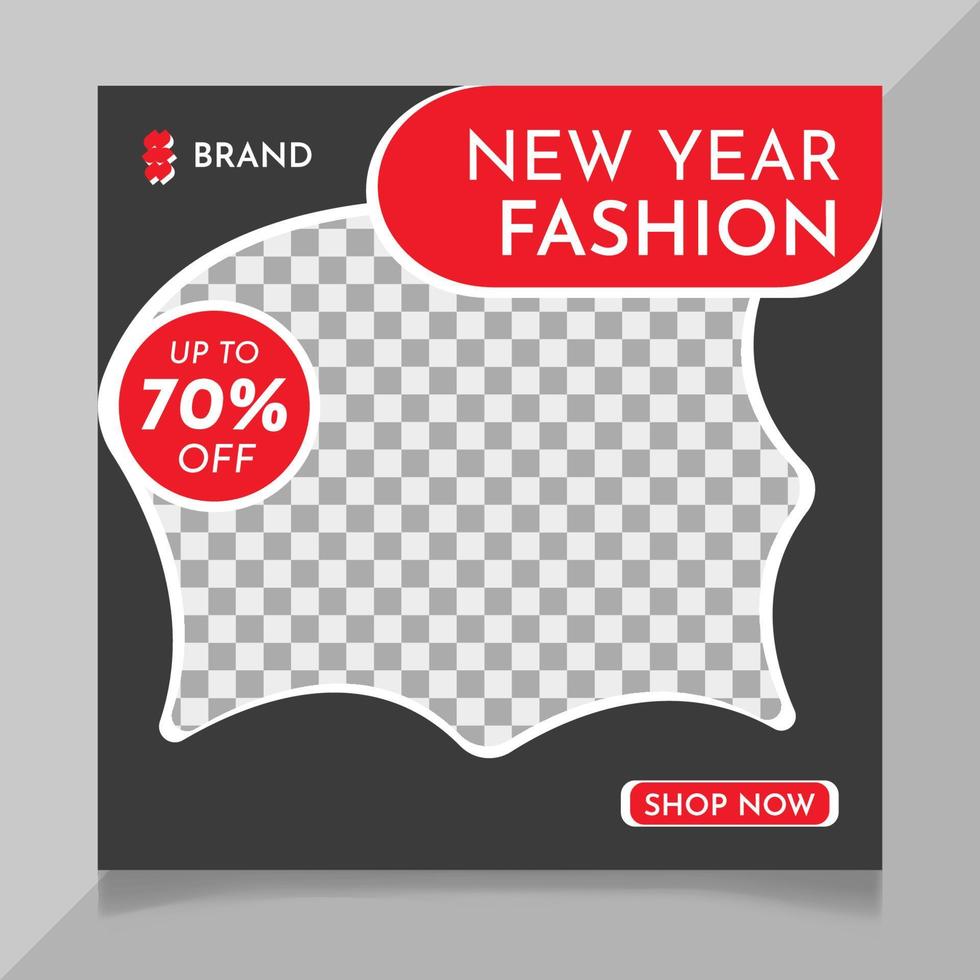 New year fashion sale social media post template vector