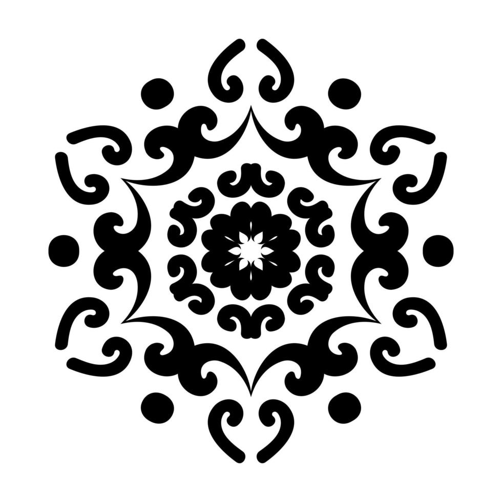 Round floral arabic pattern. Mandala. Decorative black and white ornament. Decorative background for tattoo, stencil or home decor. Vector illustration.