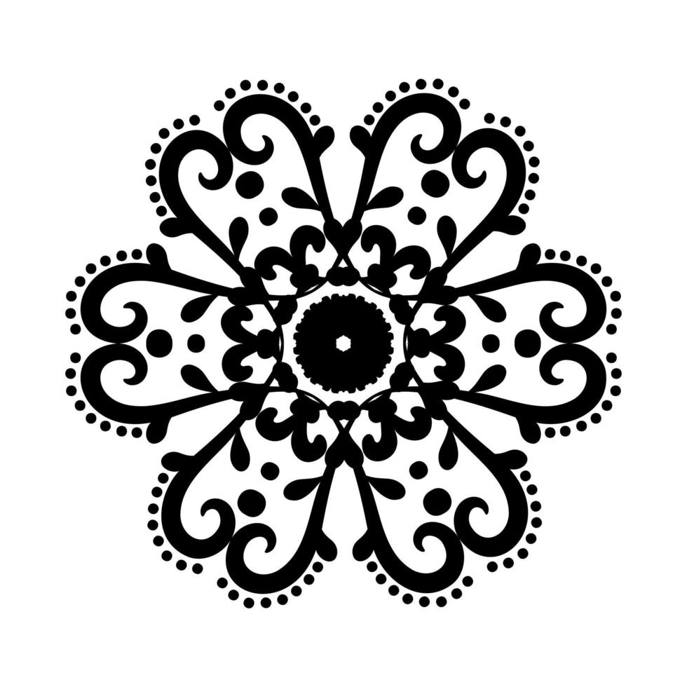 patrón decorativo mandala. adorno floral blanco y negro redondo. fondo decorativo para tatuajes, plantillas o decoración del hogar. ilustración vectorial vector