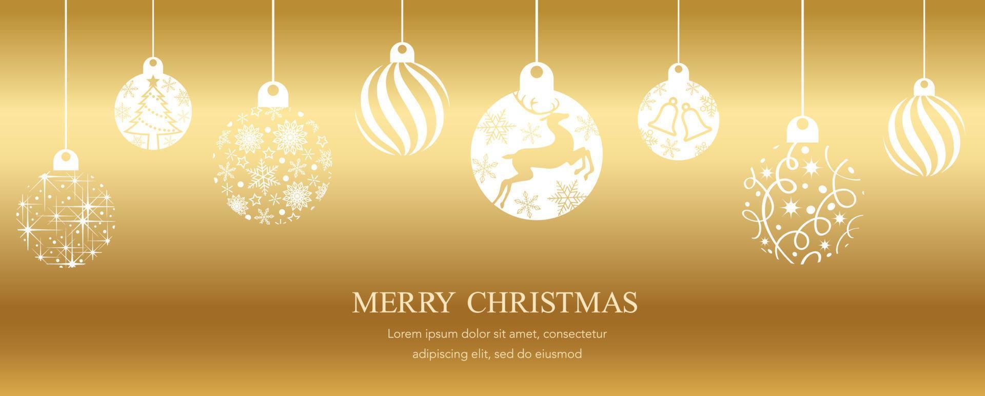 Vector Gold Background Illustration With Christmas Balls And Text Space.