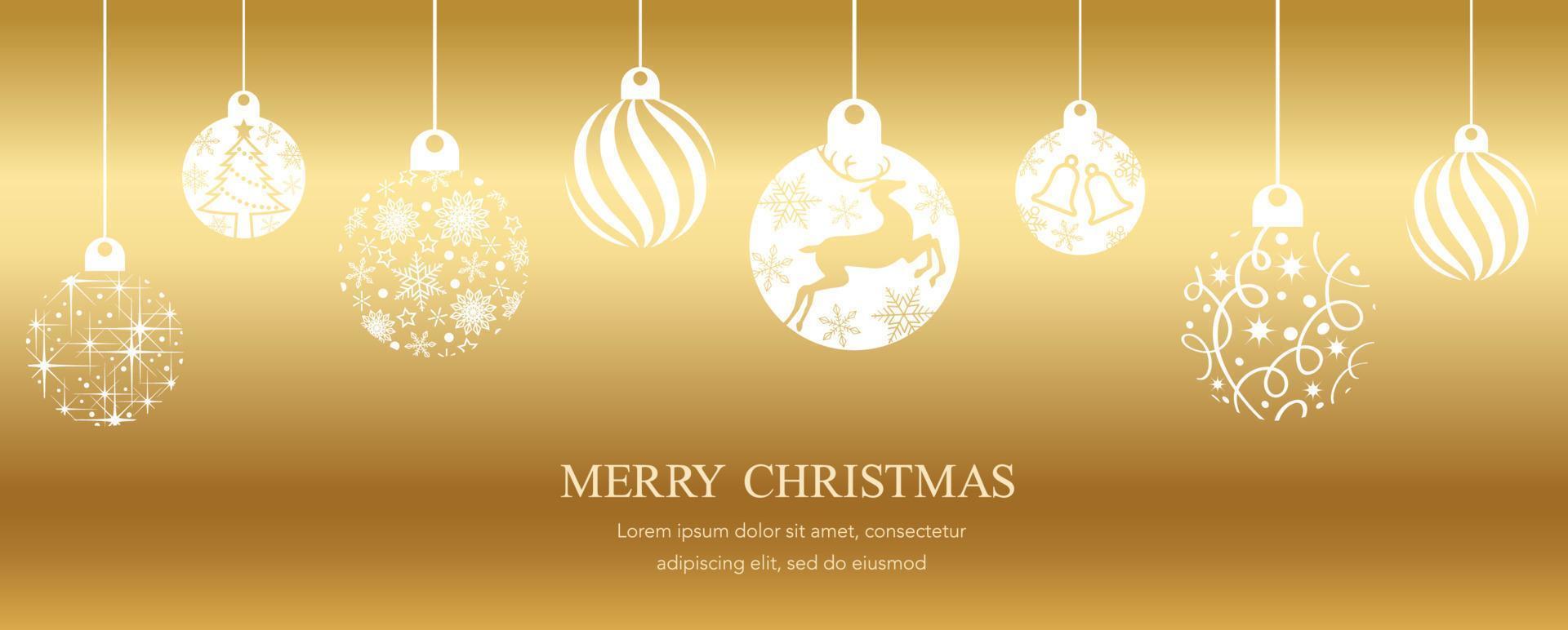 Vector Gold Background Illustration With Christmas Balls And Text Space.