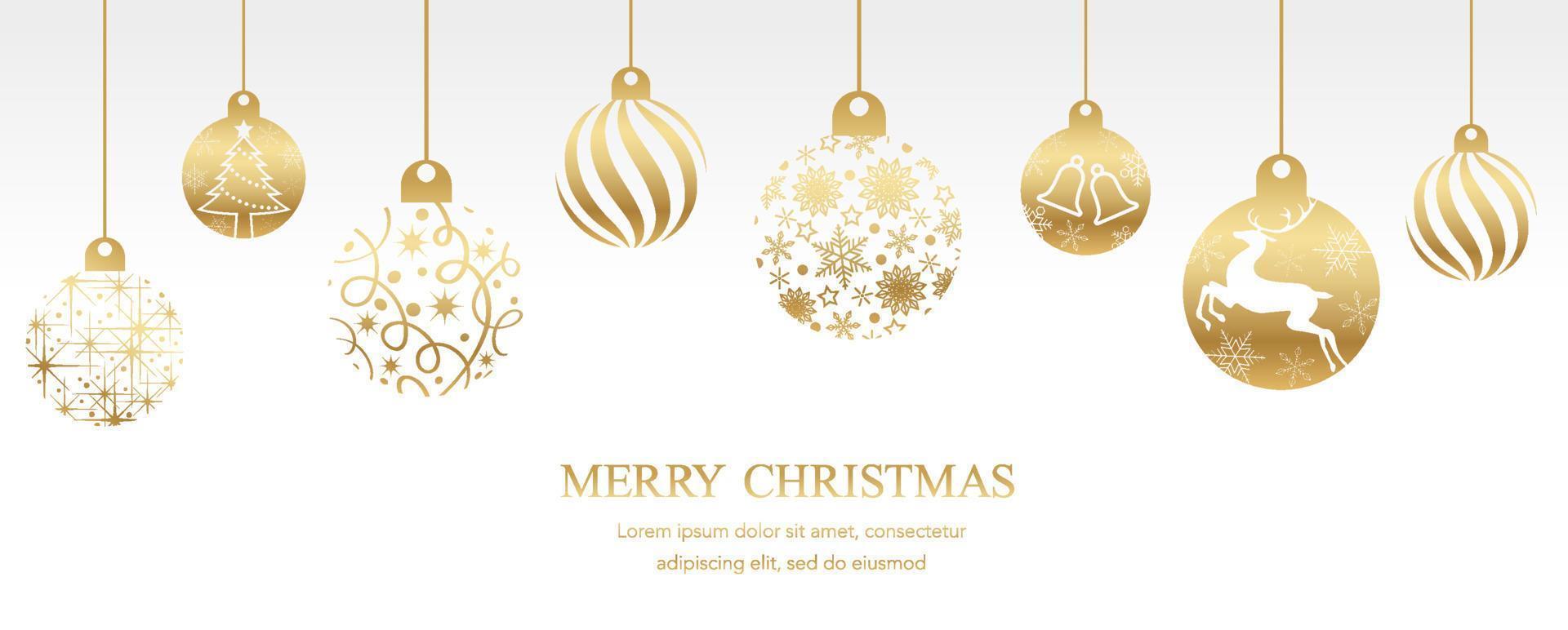 Vector Background Illustration With Gold Christmas Balls And Text Space.