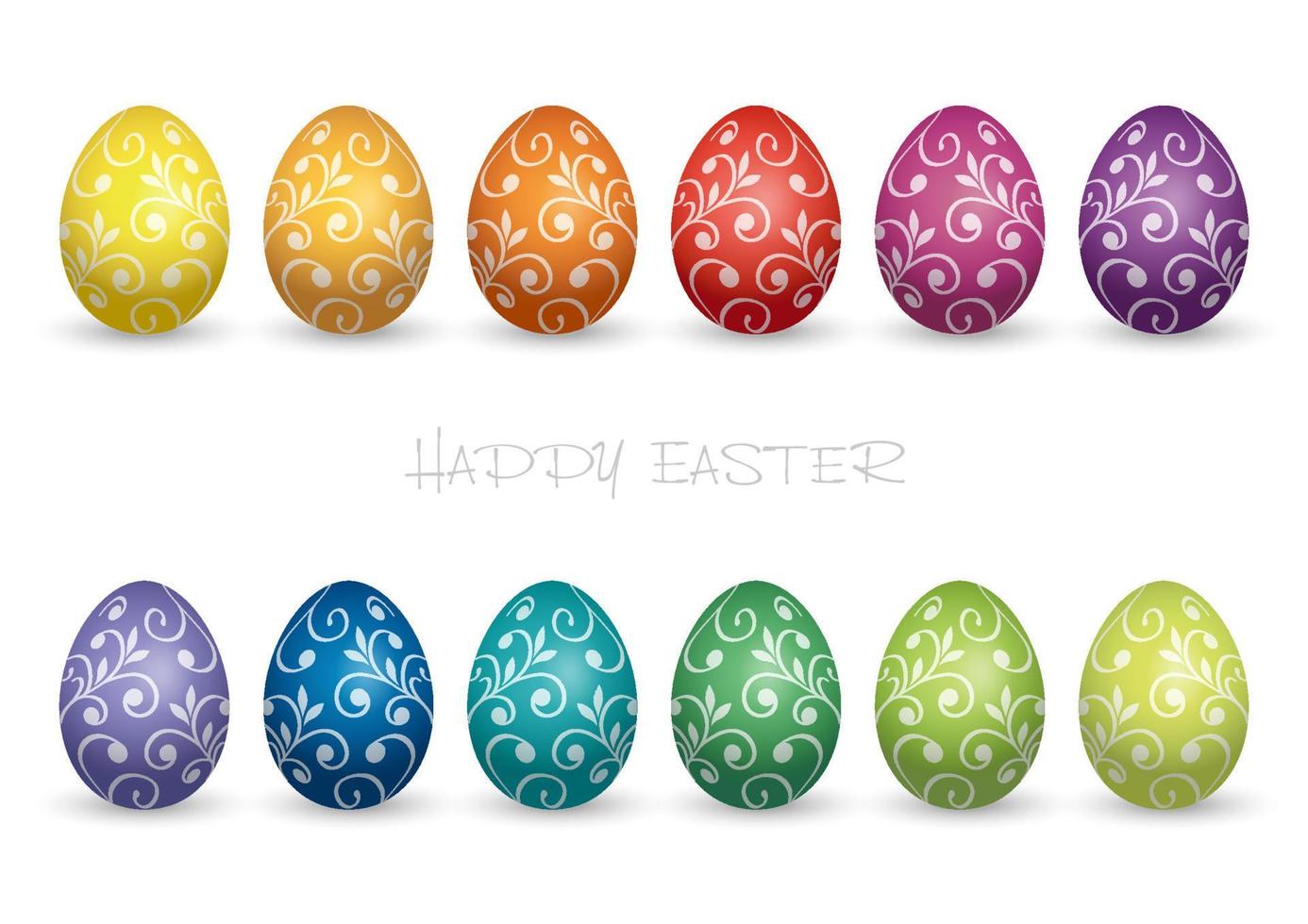 Colorful Easter Egg Vector Illustration Set Isolated On A White Background.