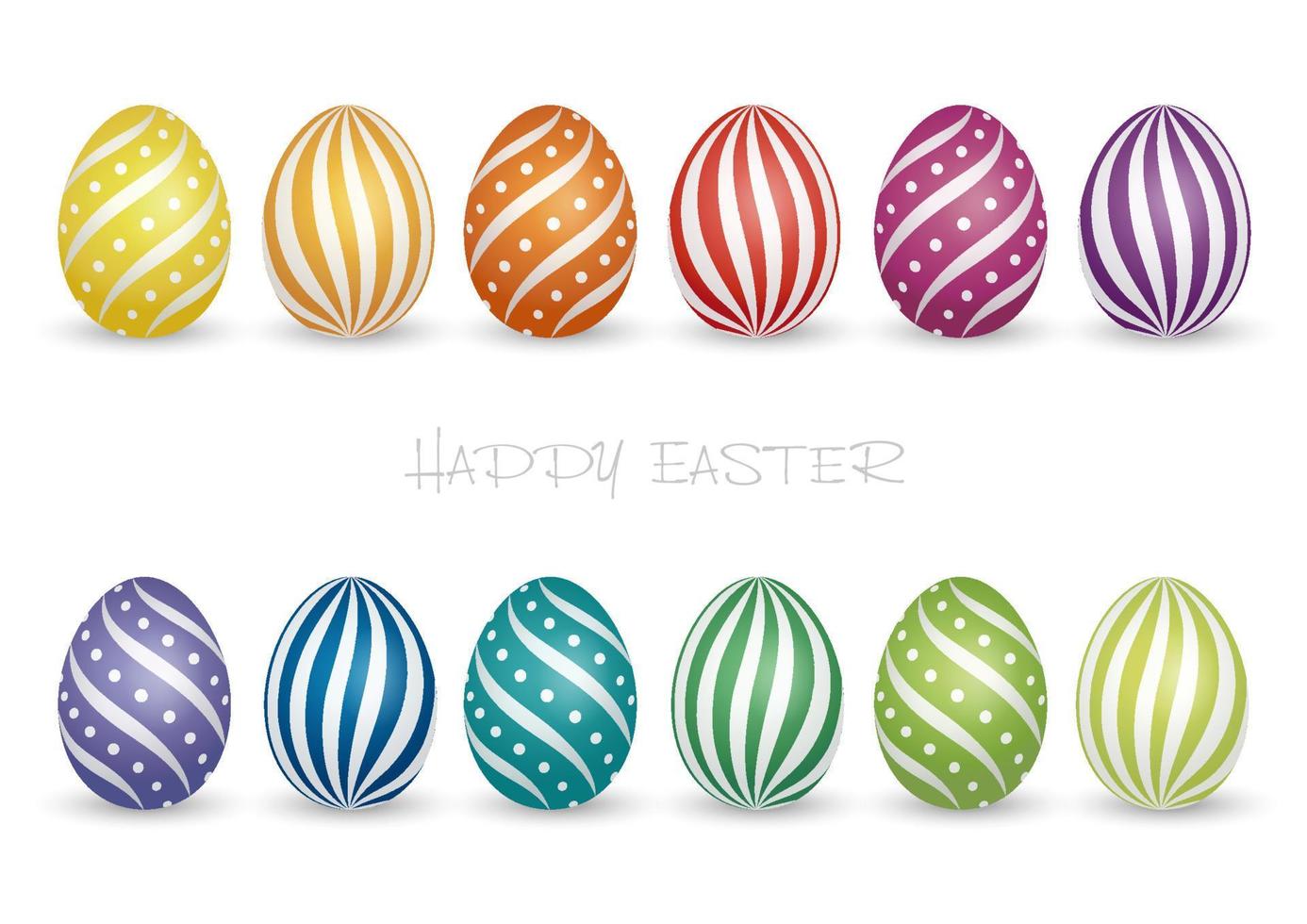 Colorful Easter Egg Vector Illustration Set Isolated On A White Background.