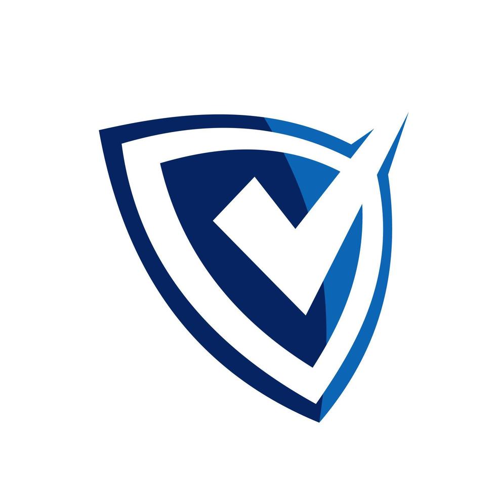 logo or icon check and shield in blue and red vector