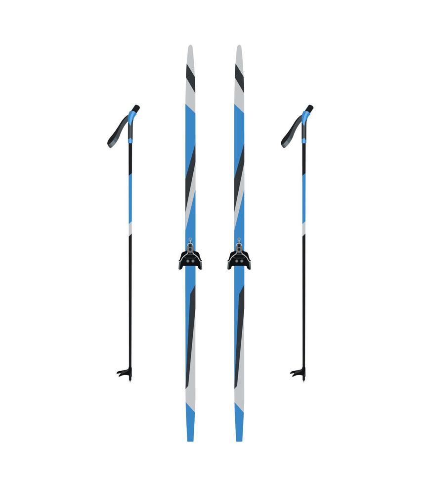 esquís con bastones para deportes de invierno. esquí. ilustración vectorial aislado sobre fondo blanco. vector