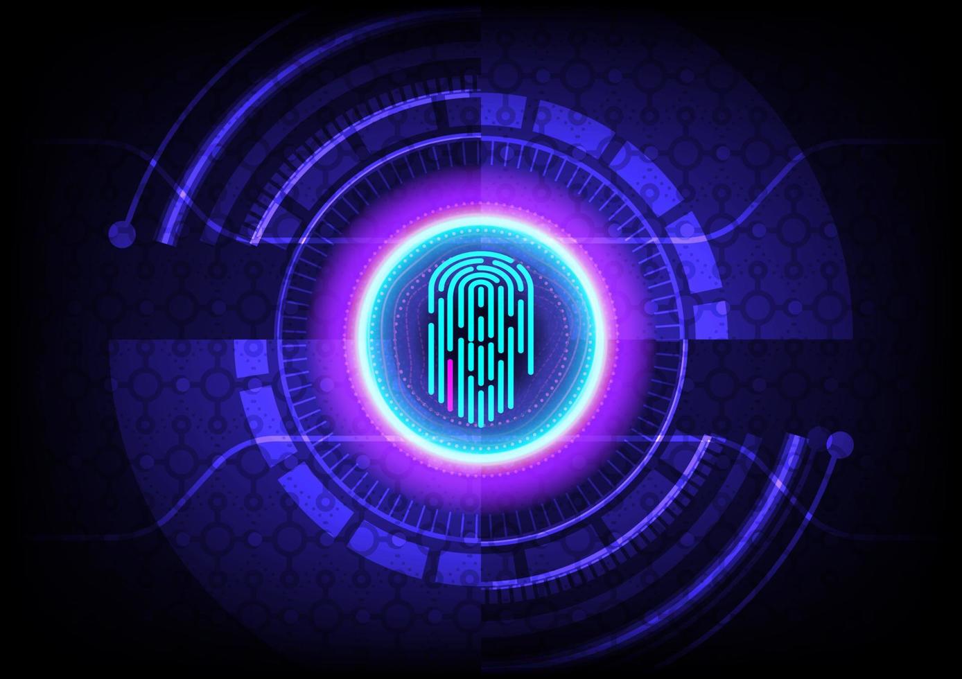 tecnología círculo escaneo dedo control de identidad tecnología electrónica seguridad futurista diseño gráfico vector ilustración