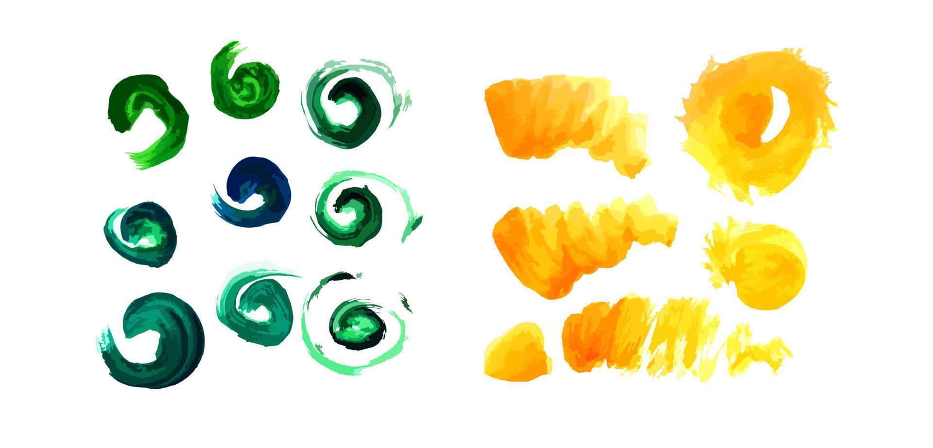 Yellow and green paint strokes. vector