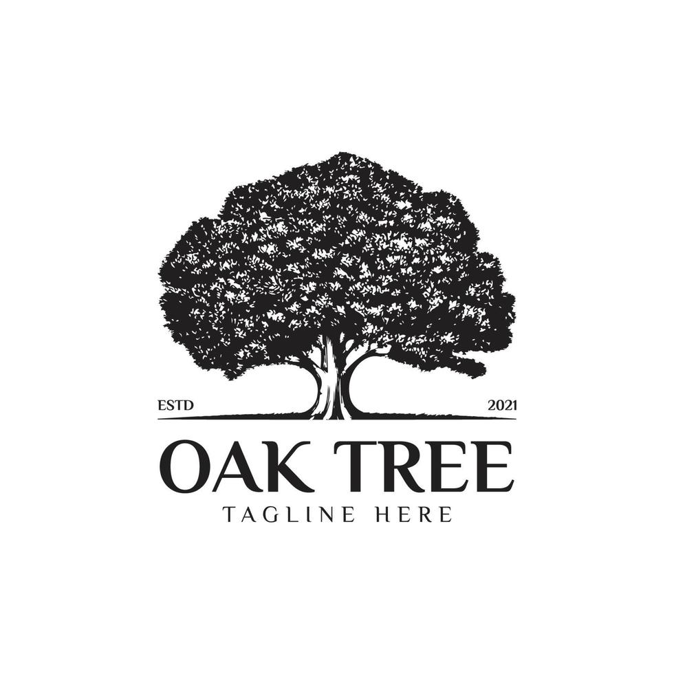 Oak tree logo illustration. Vector silhouette of a tree.